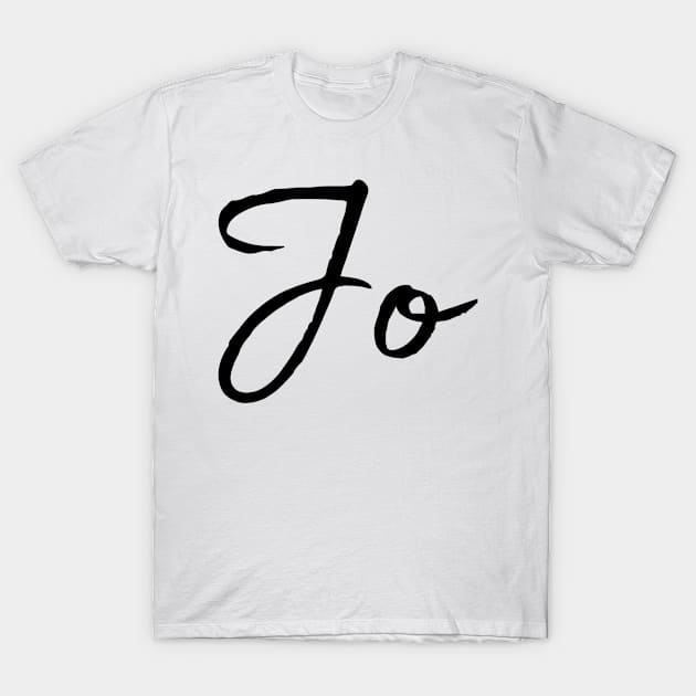 Jo Name Calligraphy T-Shirt by Word Minimalism